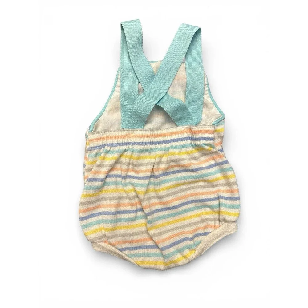 Vintage Outfit Sunsuit One-Piece Pastel Stripes Infant Baby 3-6 month